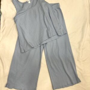 Light Blue Sleeveless Top and Pants Pajama Set